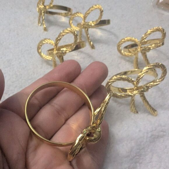 Bow-Knot Metal Napkin Rings, UXCELL, Gold Tone, NEW, Party Table Decor, Set of 6 - Picture 3 of 8